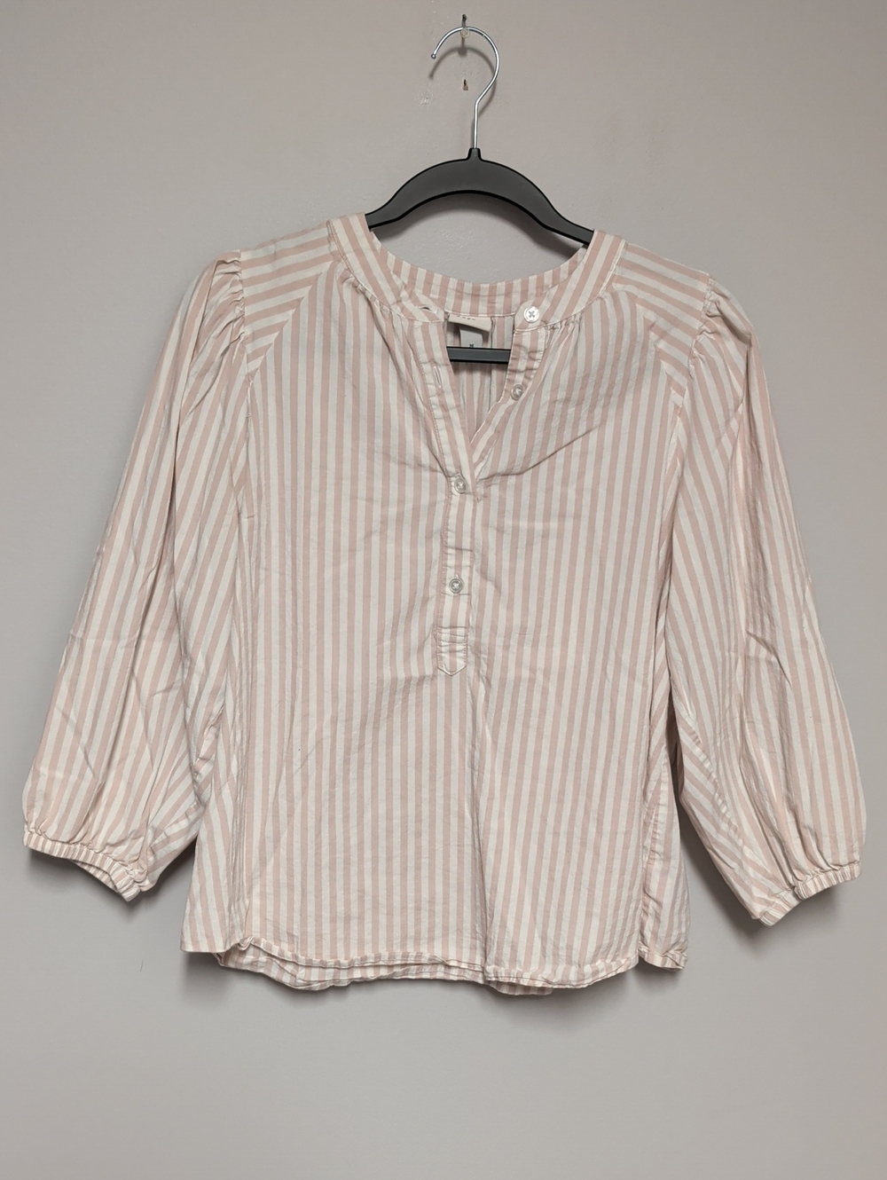 a new day Pink and White Striped Popover Blouse